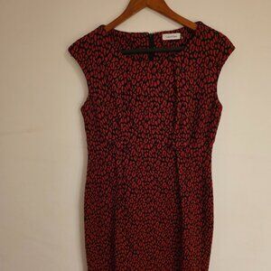 Calvin Klein Women’s Red & Black Animal Print Sheath Dress